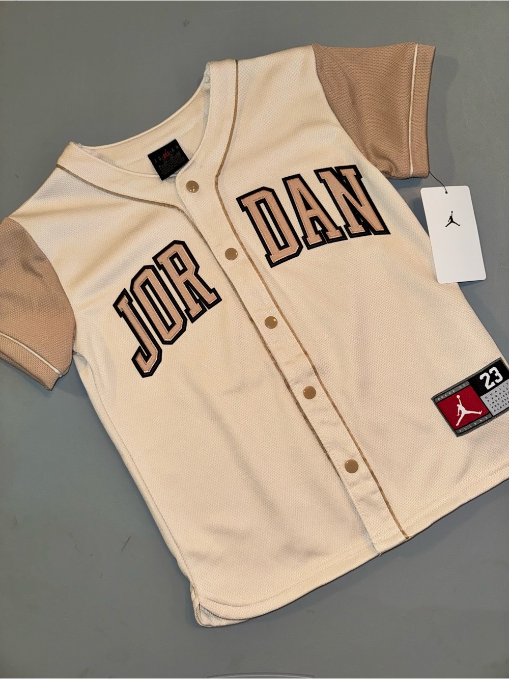 Jordan Kids Cream and Tan Button-Front Jersey